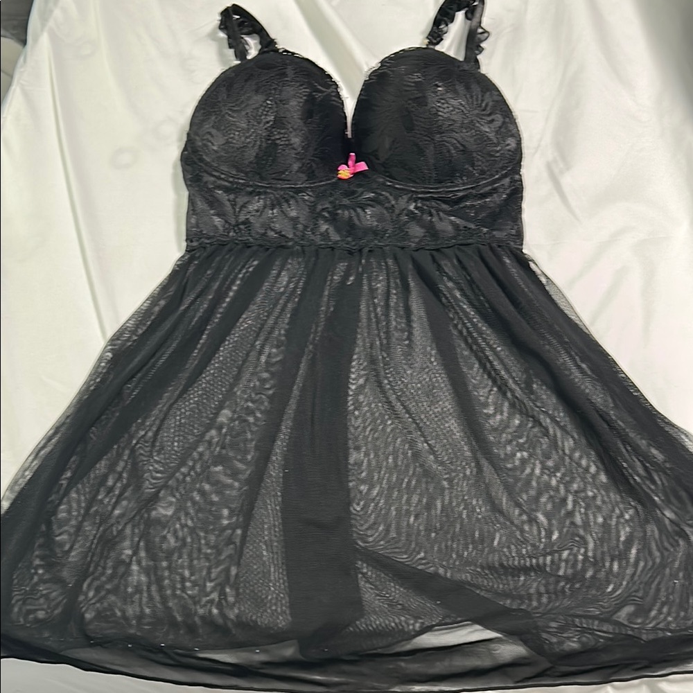 Daisy Fuentes Black Chemise with Sheer Skirt
